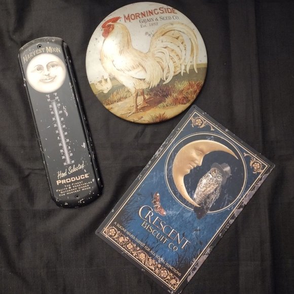 3 Vintage country Style metal signs thermometer home décor barn décor - Picture 2 of 10